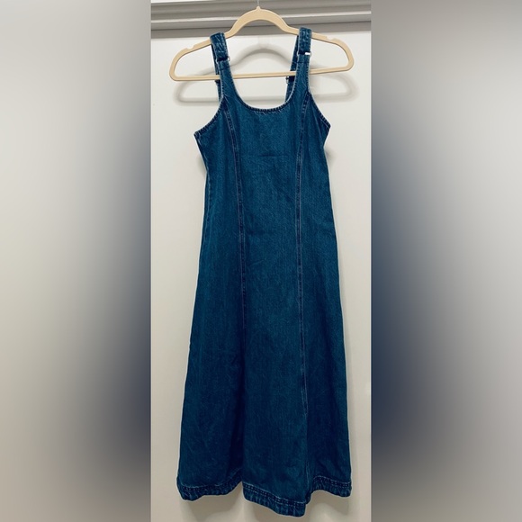 Madewell Denim Scoop Neck Midi Sleeveless Dress XS - Picture 2 of 7